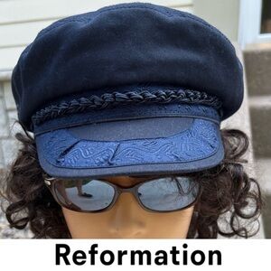 Dorfman Pacific Reformation Fiddler Cap | Navy—Blue Textured Ribbon & Cord—M/L